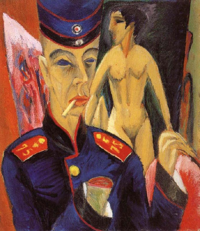 Ernst Ludwig Kirchner Selbstbildnis als Soldat Norge oil painting art